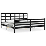 Cadre de lit sans matelas noir 200x200 cm bois massif