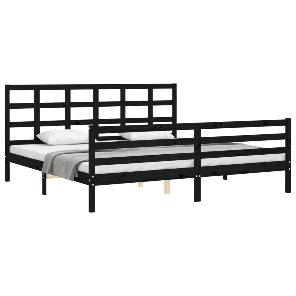 Cadre de lit sans matelas noir 200x200 cm bois massif