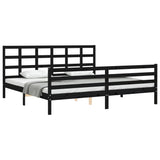 Cadre de lit sans matelas noir 200x200 cm bois massif