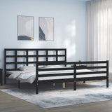 Cadre de lit sans matelas noir 200x200 cm bois massif