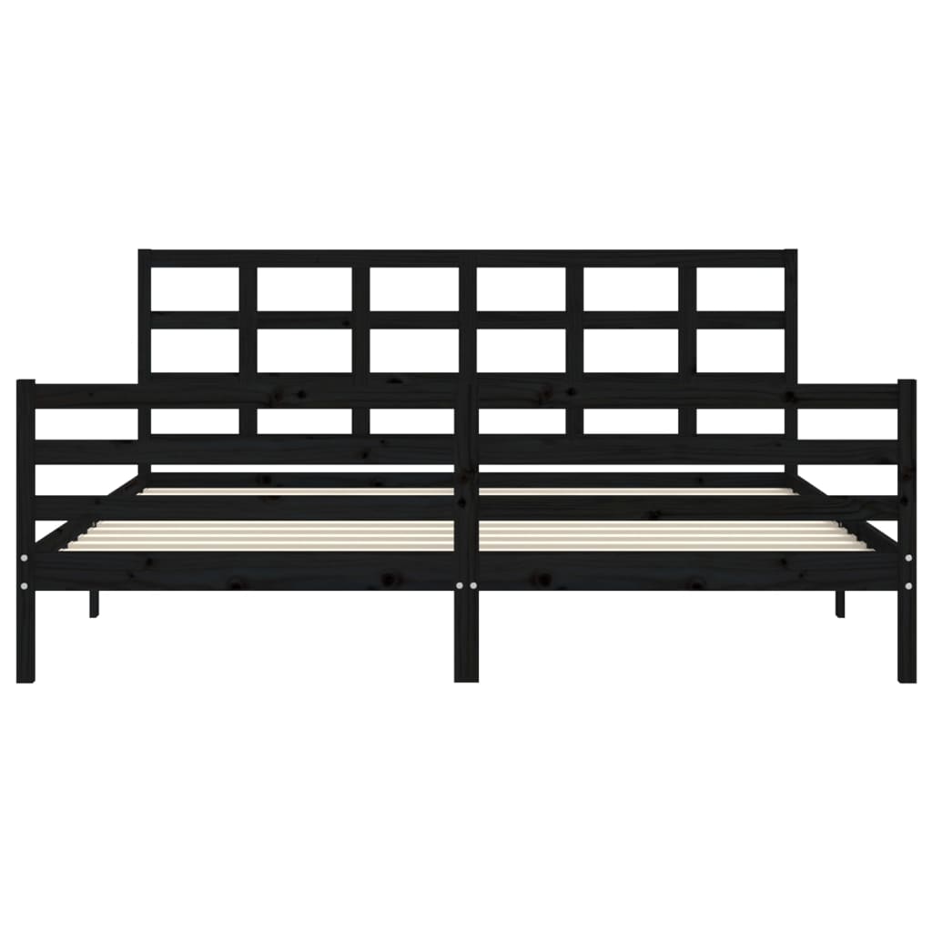 Cadre de lit sans matelas noir 200x200 cm bois massif