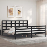 Cadre de lit sans matelas noir 200x200 cm bois massif