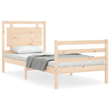 Solid wood bed frame without mattress