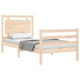 Solid wood bed frame without mattress