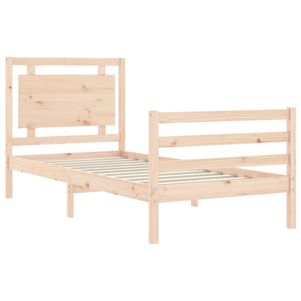 Solid wood bed frame without mattress