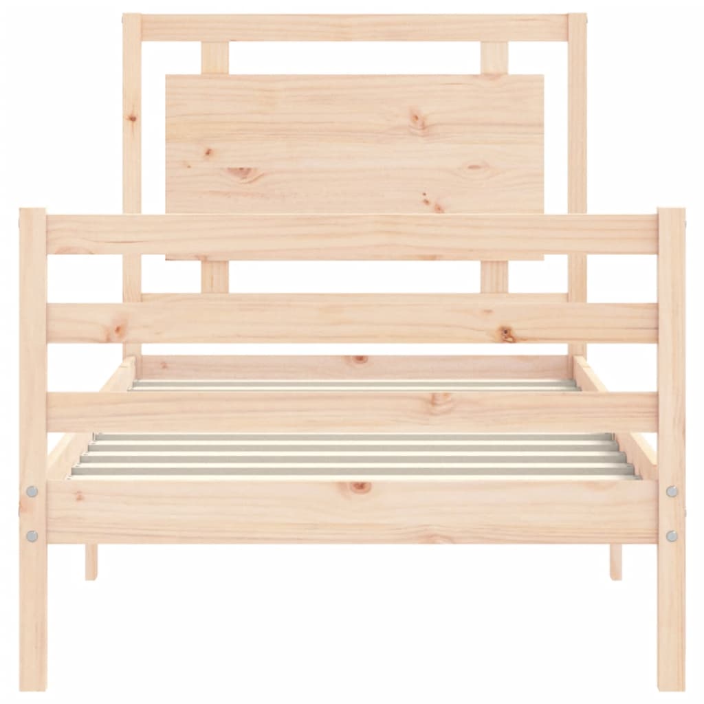 Solid wood bed frame without mattress