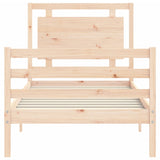 Solid wood bed frame without mattress