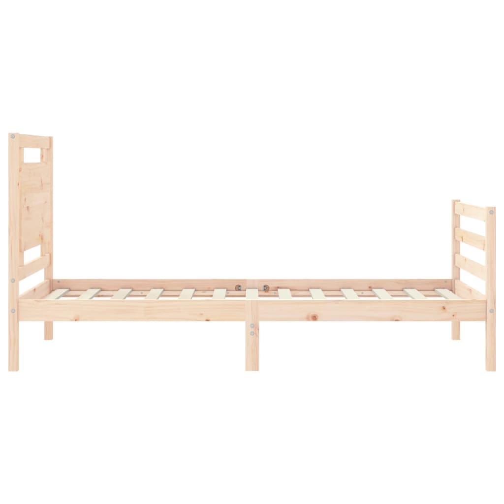 Solid wood bed frame without mattress