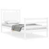 Cadre de lit sans matelas blanc bois massif