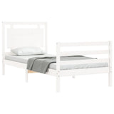 Cadre de lit sans matelas blanc bois massif