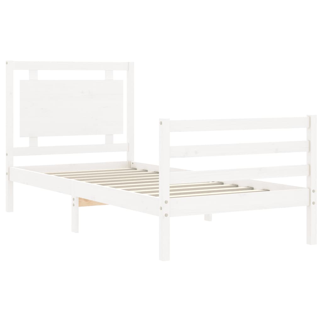 Cadre de lit sans matelas blanc bois massif