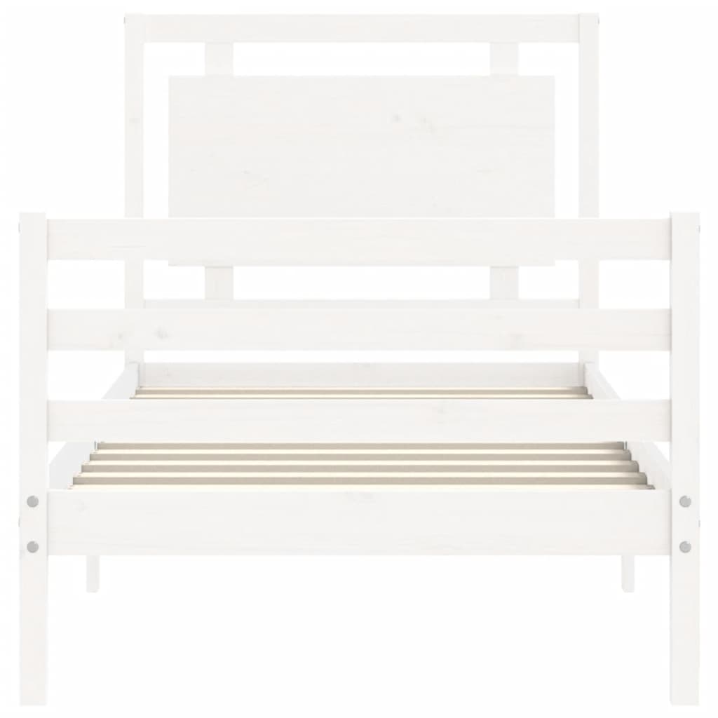 Cadre de lit sans matelas blanc bois massif