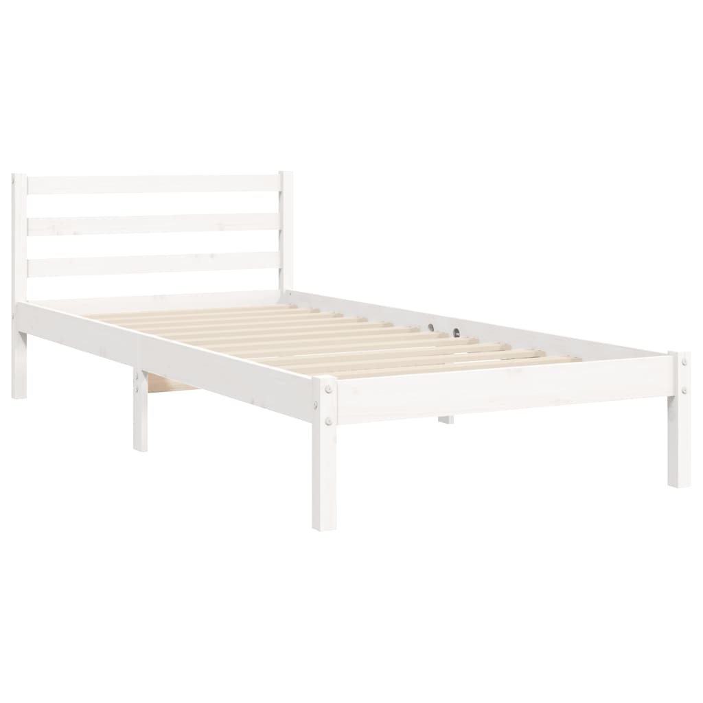 Cadre de lit sans matelas blanc bois massif