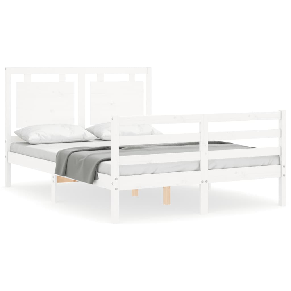 Cadre de lit sans matelas blanc bois massif