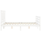 Cadre de lit sans matelas blanc bois massif