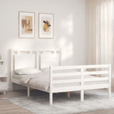 Cadre de lit sans matelas blanc bois massif