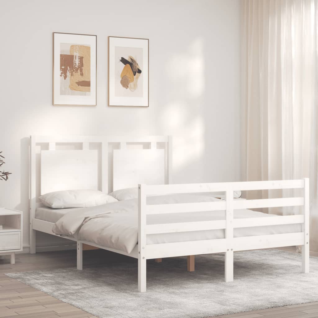 Cadre de lit sans matelas blanc 140x190 cm bois massif