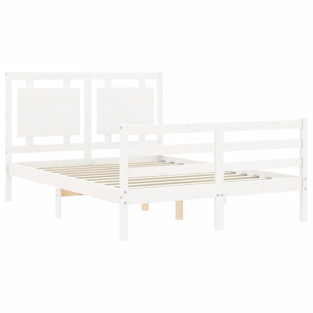 Cadre de lit sans matelas blanc 140x190 cm bois massif