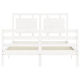 Cadre de lit sans matelas blanc 140x190 cm bois massif