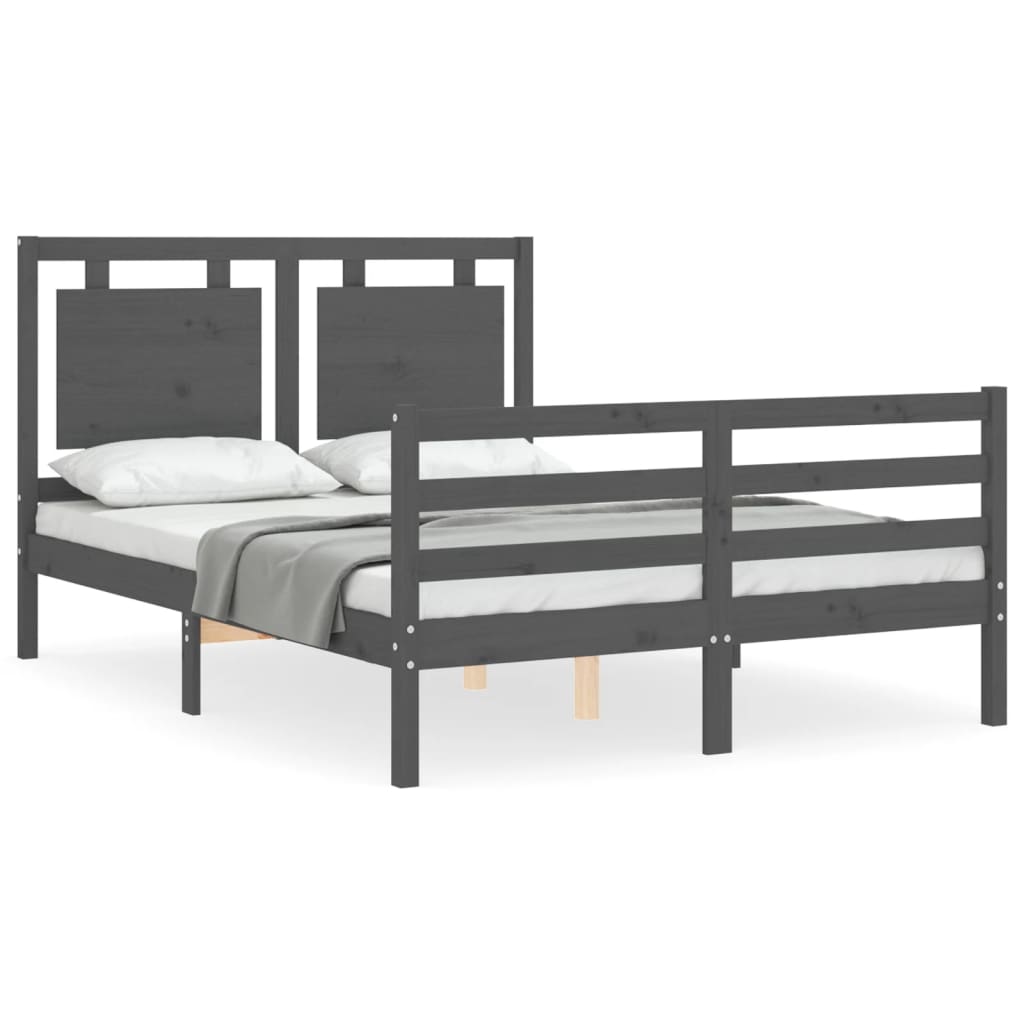 Cadre de lit sans matelas gris 140x190 cm bois massif