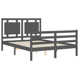 Cadre de lit sans matelas gris 140x190 cm bois massif