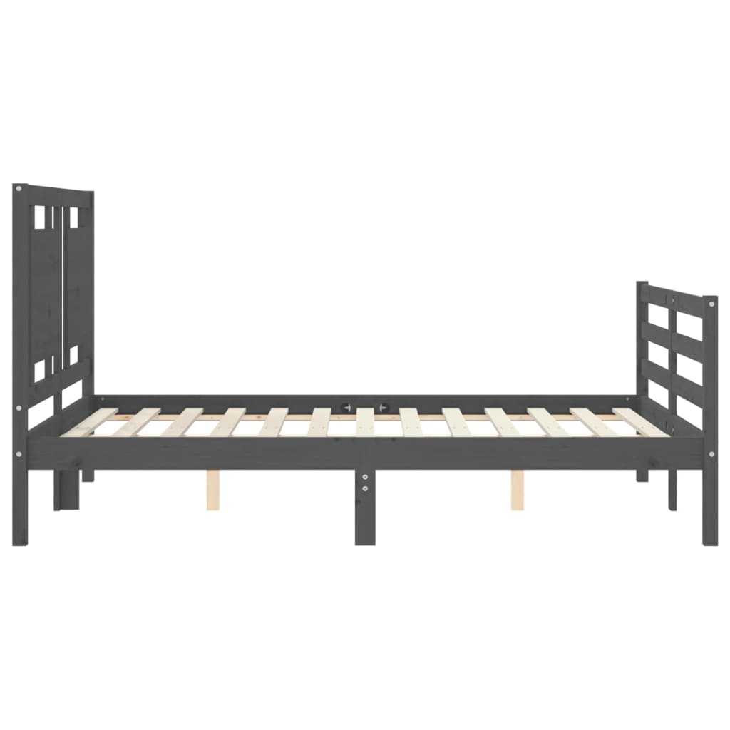 Cadre de lit sans matelas gris 140x190 cm bois massif