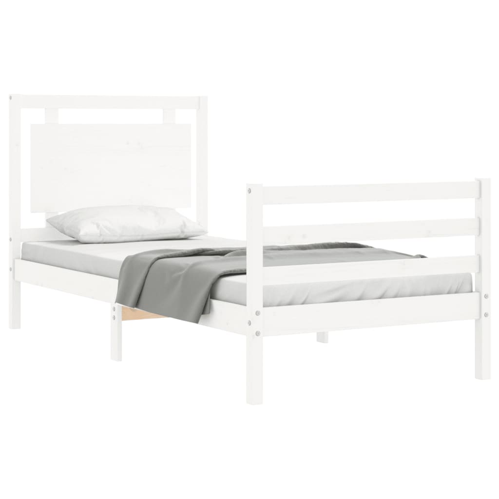 Cadre de lit sans matelas blanc 100x200 cm bois massif