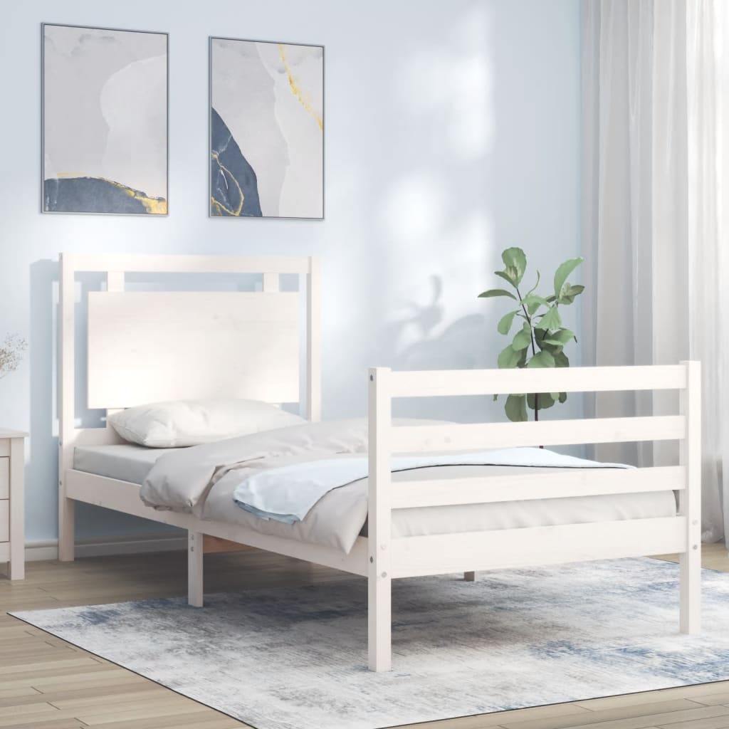 Cadre de lit sans matelas blanc 100x200 cm bois massif