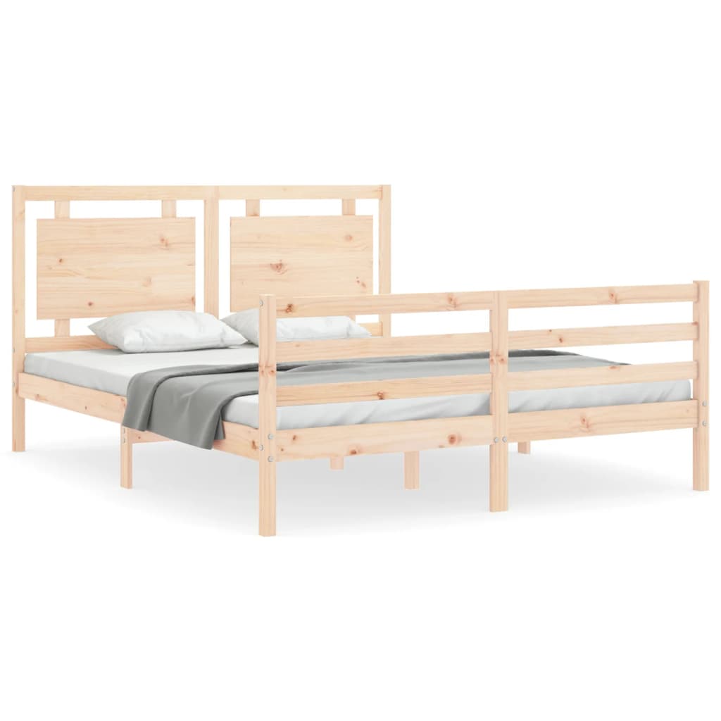 Solid wood bed frame without mattress