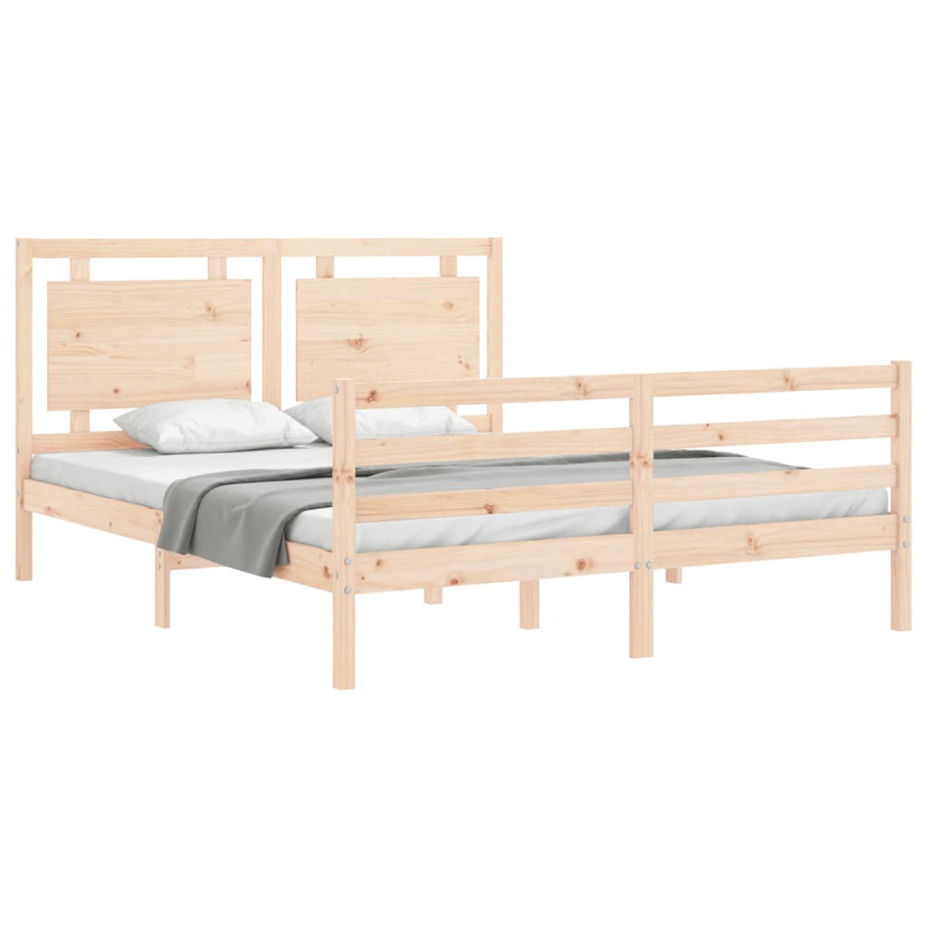 Solid wood bed frame without mattress