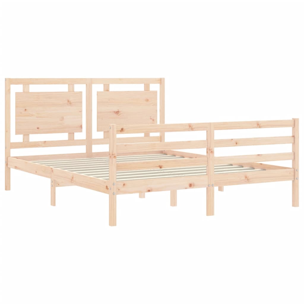 Solid wood bed frame without mattress