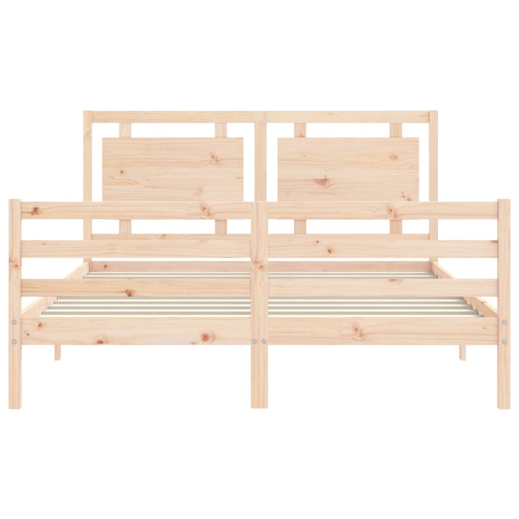 Solid wood bed frame without mattress