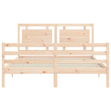 Solid wood bed frame without mattress