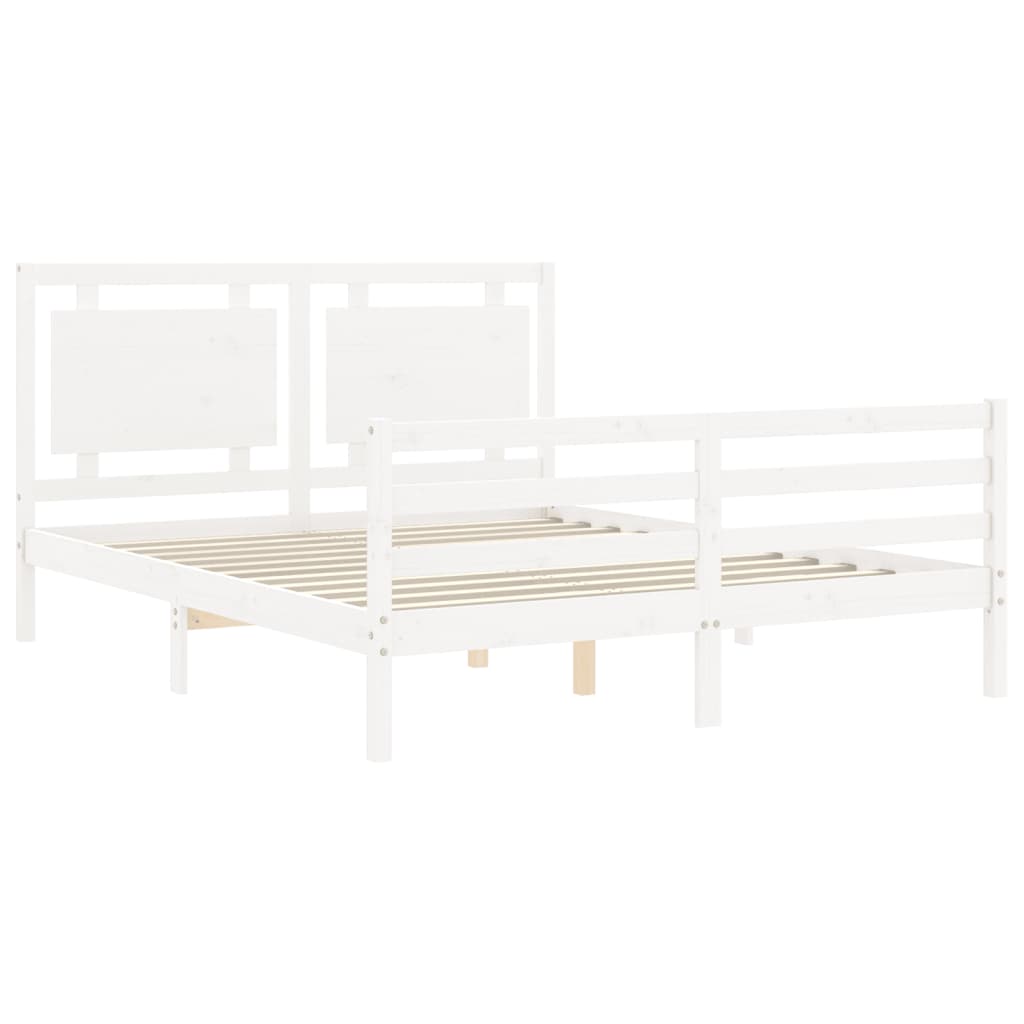 Cadre de lit sans matelas blanc bois de pin massif