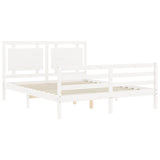 Cadre de lit sans matelas blanc bois de pin massif