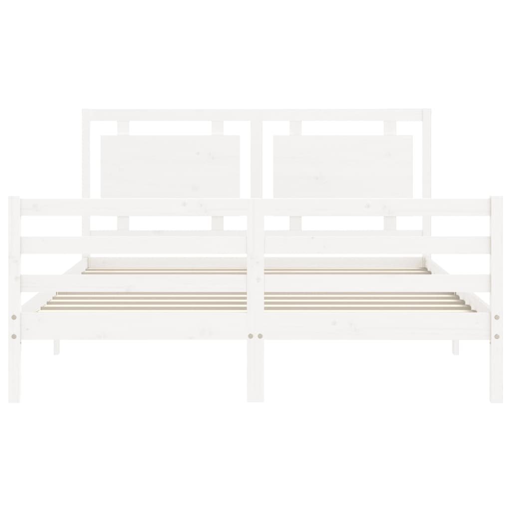 Cadre de lit sans matelas blanc bois de pin massif