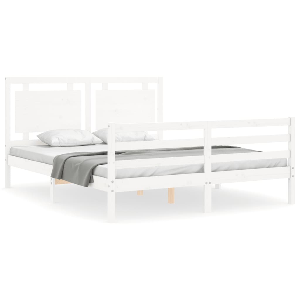 Cadre de lit sans matelas blanc 160x200 cm bois massif