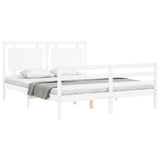 Cadre de lit sans matelas blanc 160x200 cm bois massif