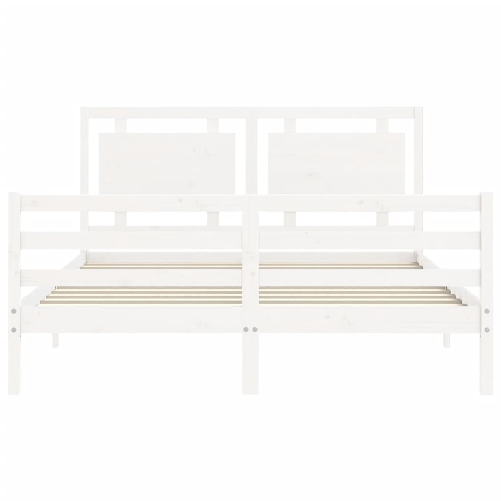 Cadre de lit sans matelas blanc 160x200 cm bois massif