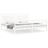 Cadre de lit sans matelas blanc bois massif