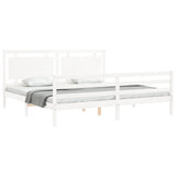 Cadre de lit sans matelas blanc bois massif