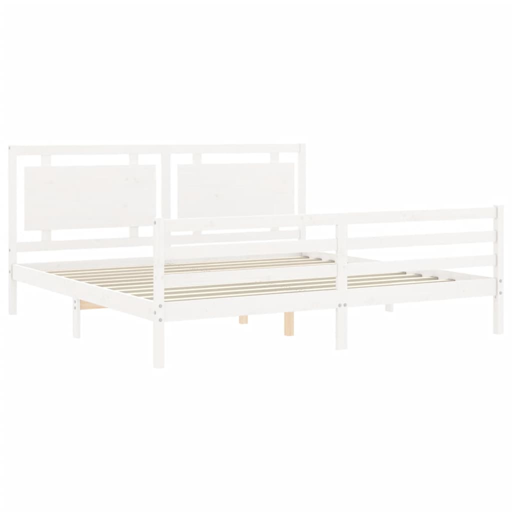 Cadre de lit sans matelas blanc bois massif