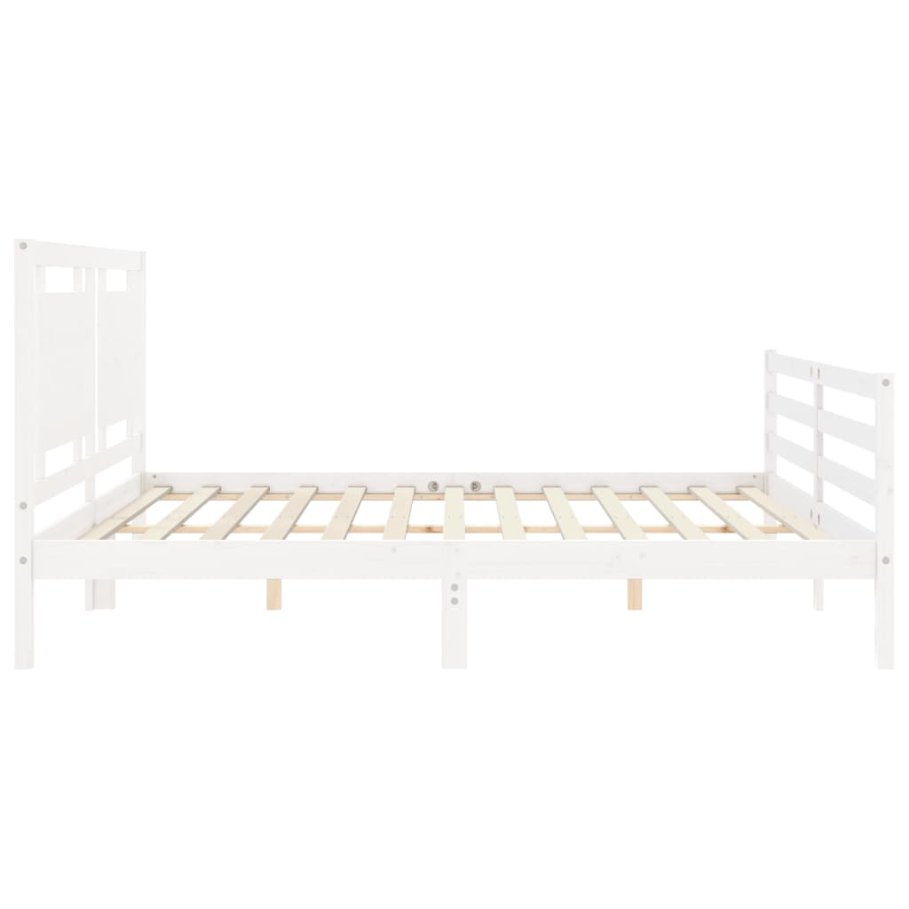 Cadre de lit sans matelas blanc bois massif