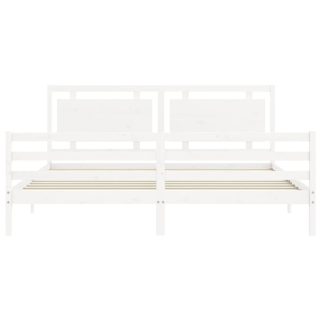 Cadre de lit sans matelas blanc 200x200 cm bois massif