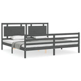 Cadre de lit sans matelas gris 200x200 cm bois massif