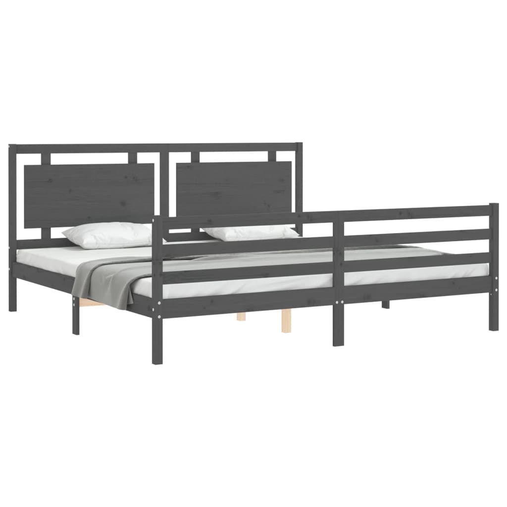 Cadre de lit sans matelas gris 200x200 cm bois massif