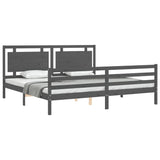 Cadre de lit sans matelas gris 200x200 cm bois massif