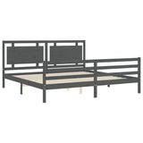 Cadre de lit sans matelas gris 200x200 cm bois massif