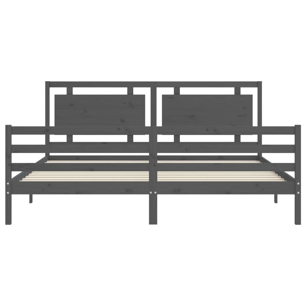 Cadre de lit sans matelas gris 200x200 cm bois massif