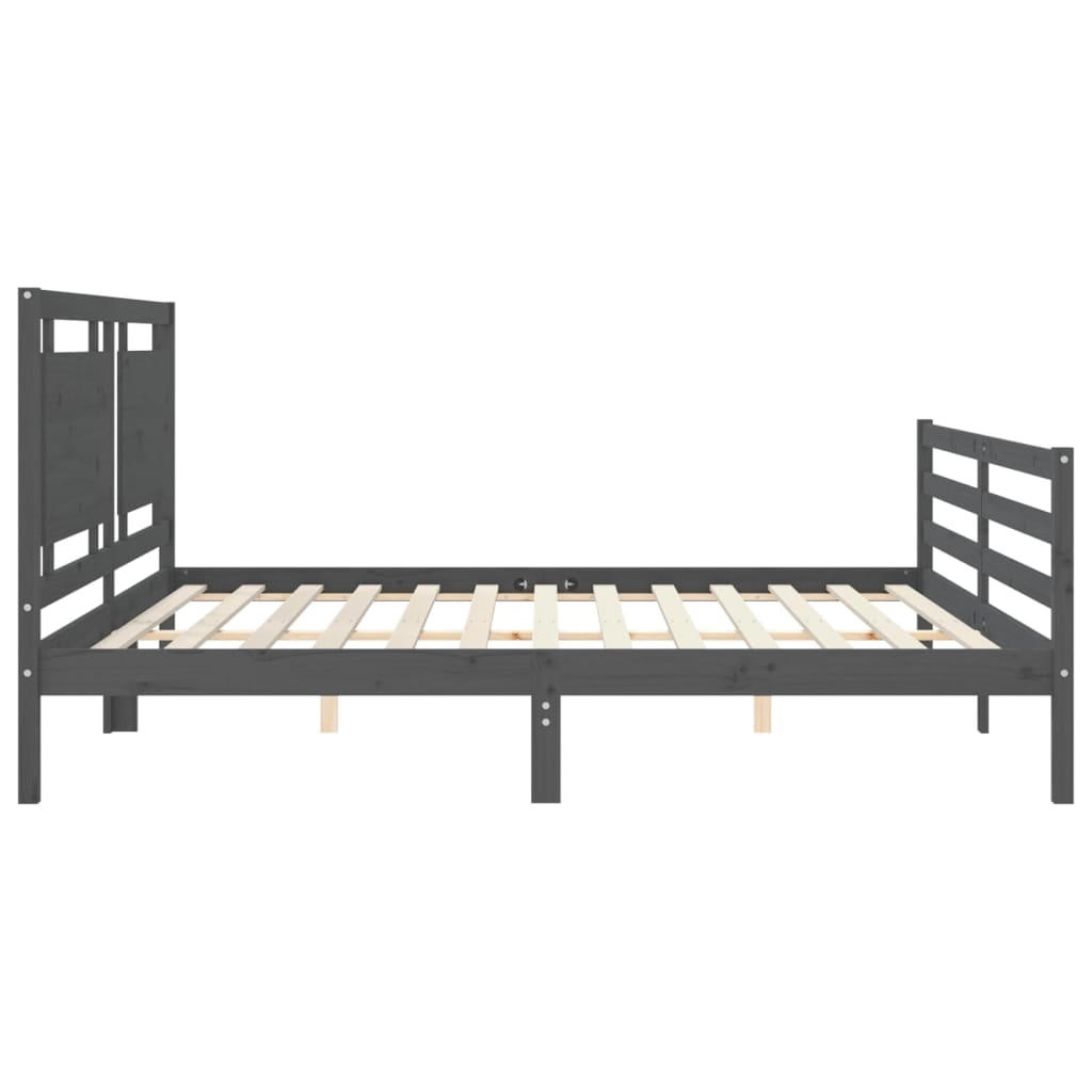 Cadre de lit sans matelas gris 200x200 cm bois massif